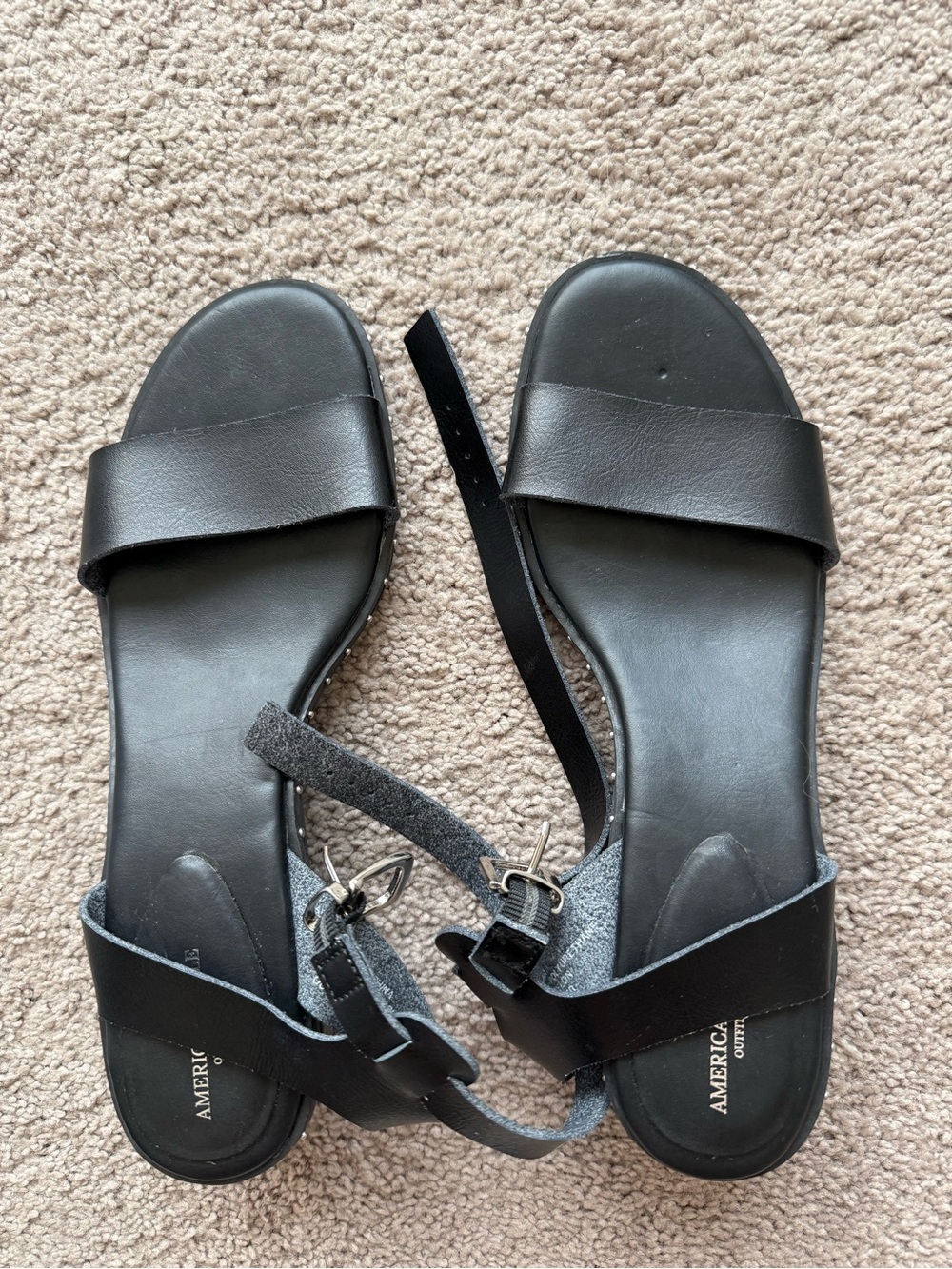 NWOT American Eagle Outfitters Black Ankle-Strap Slide Sandals